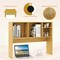 Costway Computer Desktop Bookcase Countertop Storage Bookshelf Organizer with 4 Cubbies Natural/White